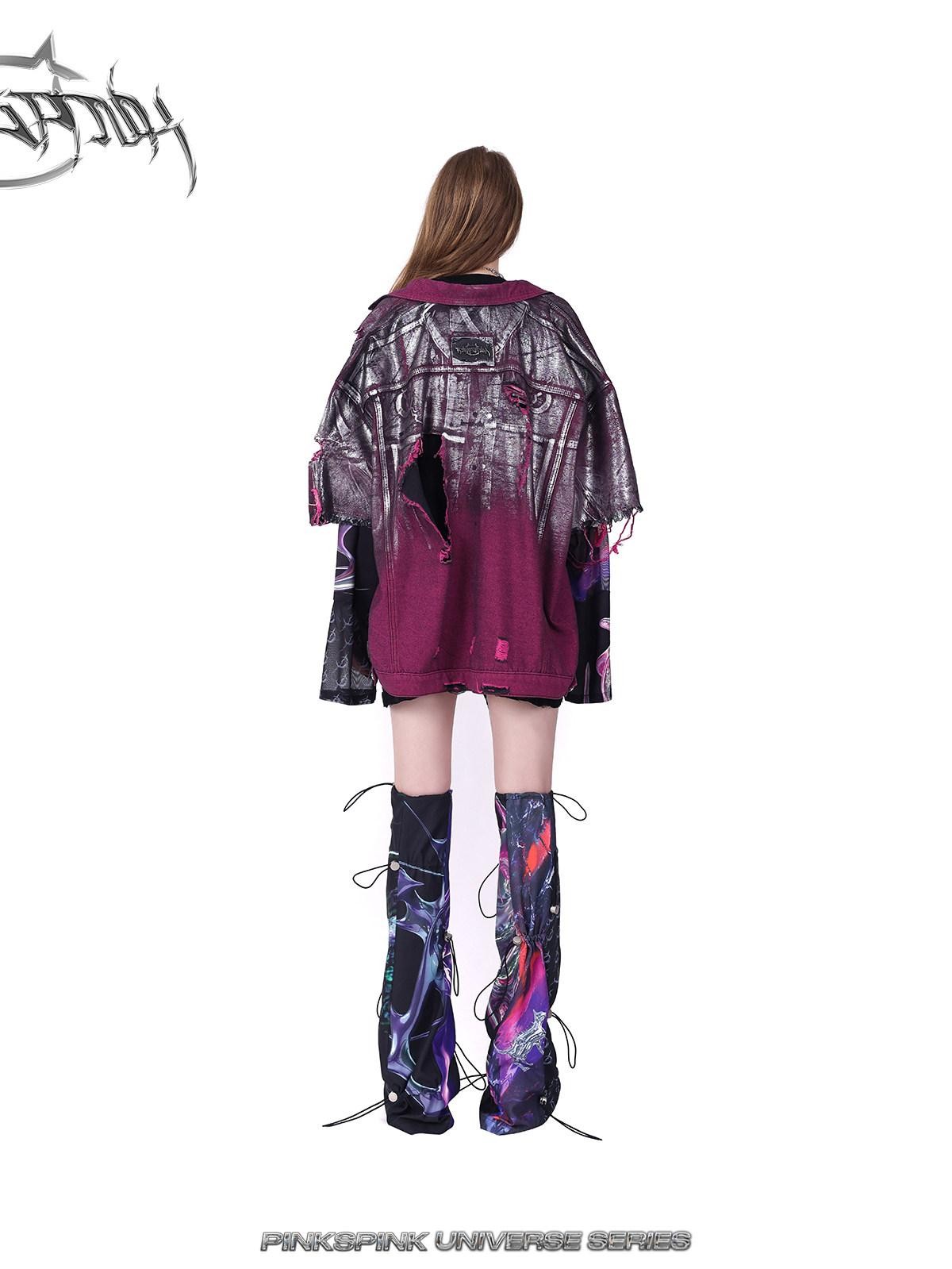 PINKSPINK Cosmic Impact Asymmetric Patchwork Convertible Y2k Women's Leg Warmers