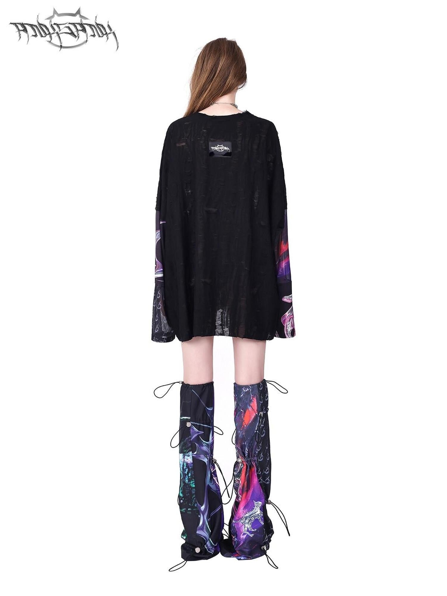 PINKSPINK Cosmic Impact Asymmetric Patchwork Convertible Y2k Women's Leg Warmers