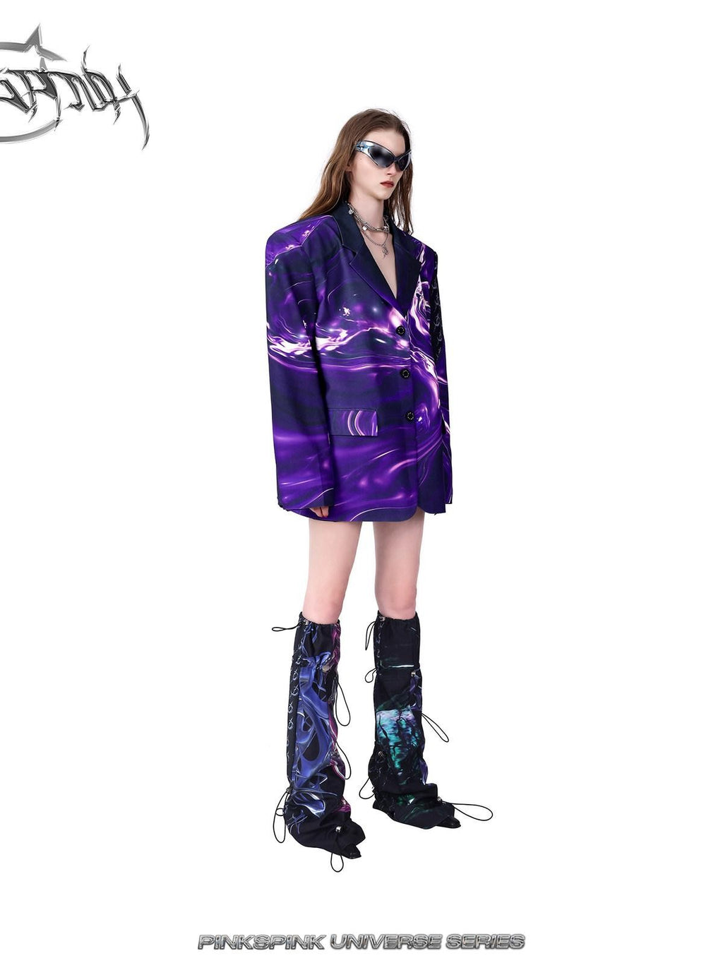 PINKSPINK Cosmic Impact Asymmetric Patchwork Convertible Y2k Women's Leg Warmers