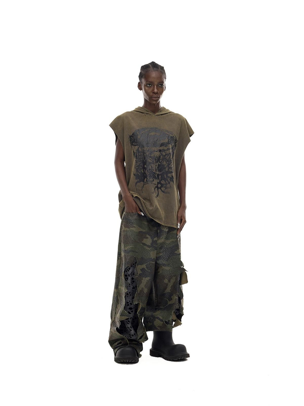 PINKSPINK Cosmic Vortex Print Wasteland Streetwear Sleeveless Women's Hoodies