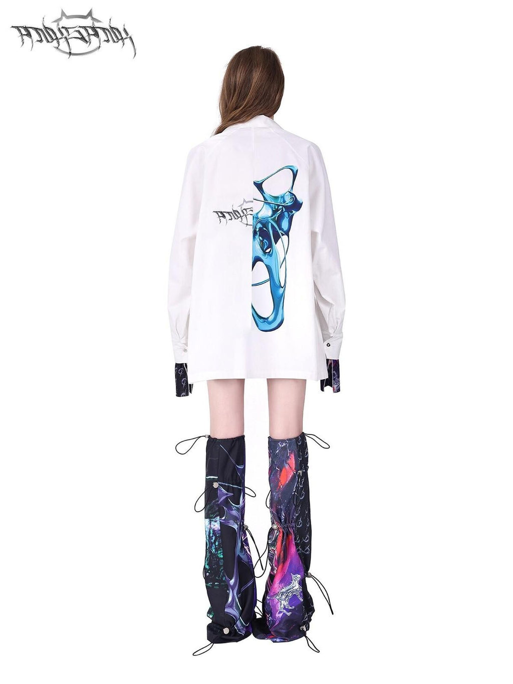 PINKSPINK Cosmic Zipper Split Patchwork Embroidery Print Women's Cotton Trench Coats