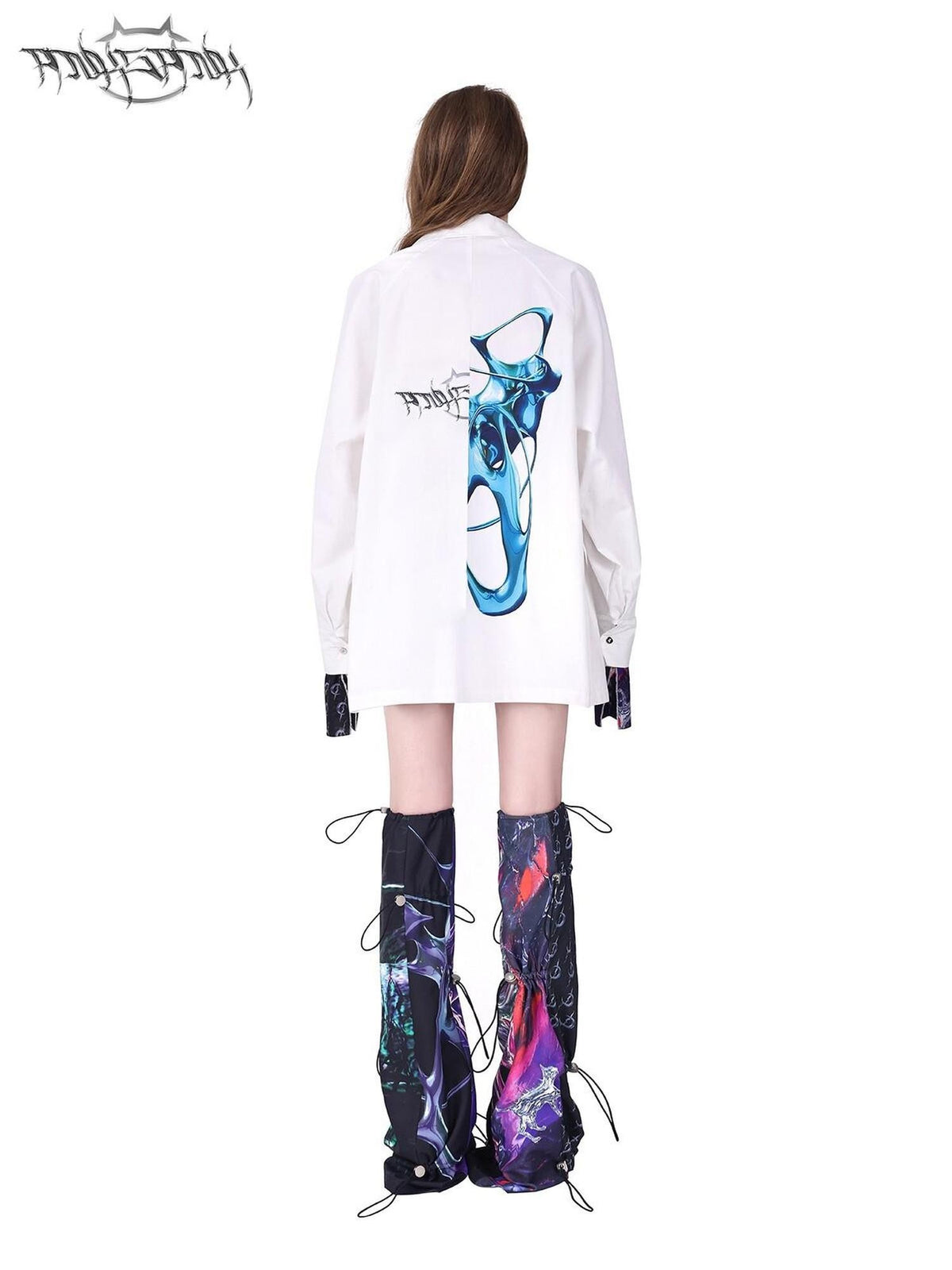 PINKSPINK Cosmic Zipper Split Patchwork Embroidery Print Women's Cotton Trench Coats