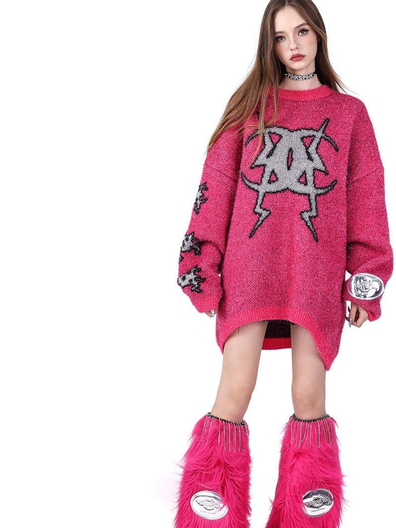 PINKSPINK Cozy Thick Knit Moon Crystal Women's Acrylic Blend Pullover Sweaters