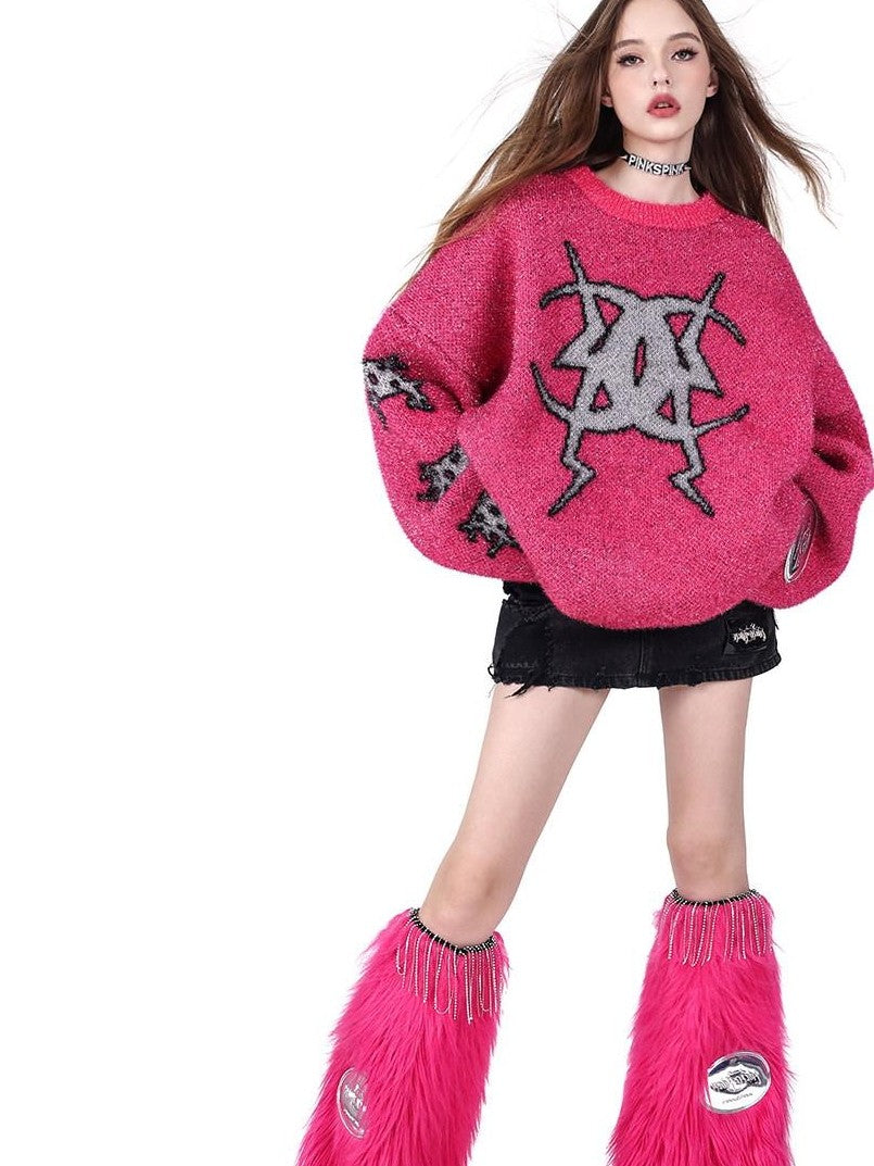 PINKSPINK Cozy Thick Knit Moon Crystal Women's Acrylic Blend Pullover Sweaters