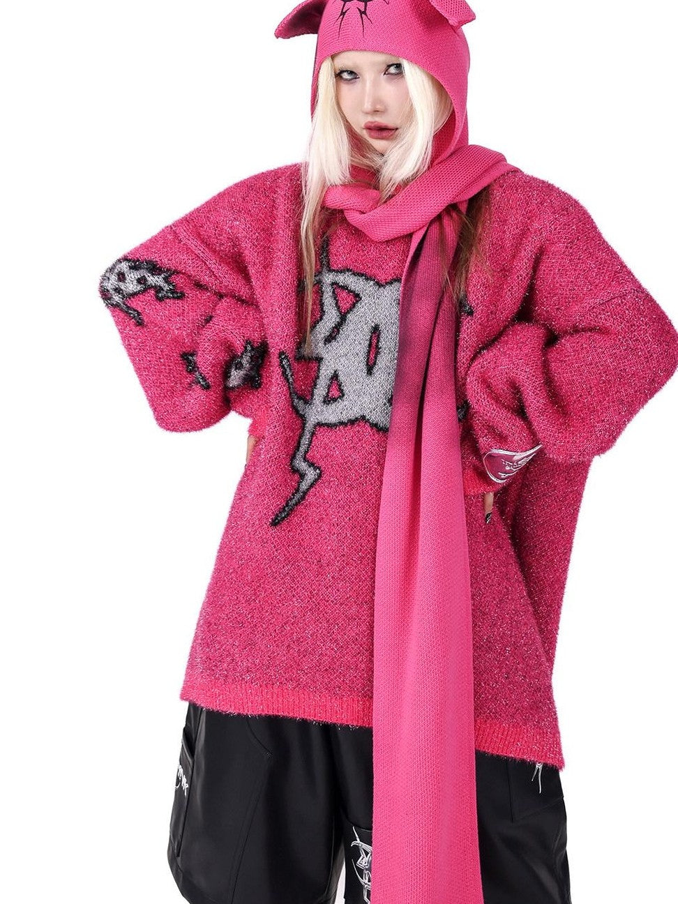 PINKSPINK Cozy Thick Knit Moon Crystal Women's Acrylic Blend Pullover Sweaters