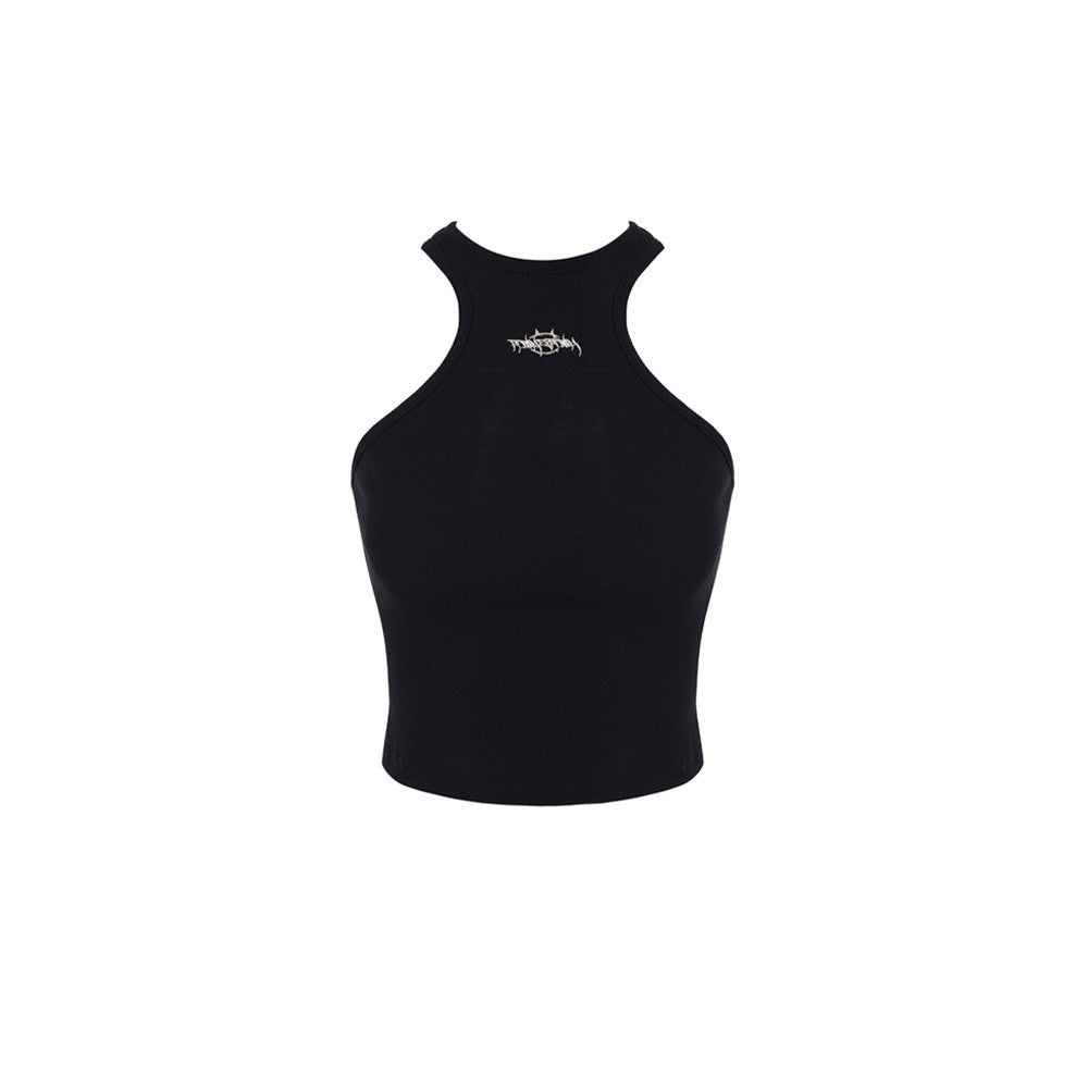 PINKSPINK_Cropped_Metal_Logo_Printed_Mesh_Patchwork_Women's_Stretch_Slim_Tank_Tops_788695685144_MISSTT