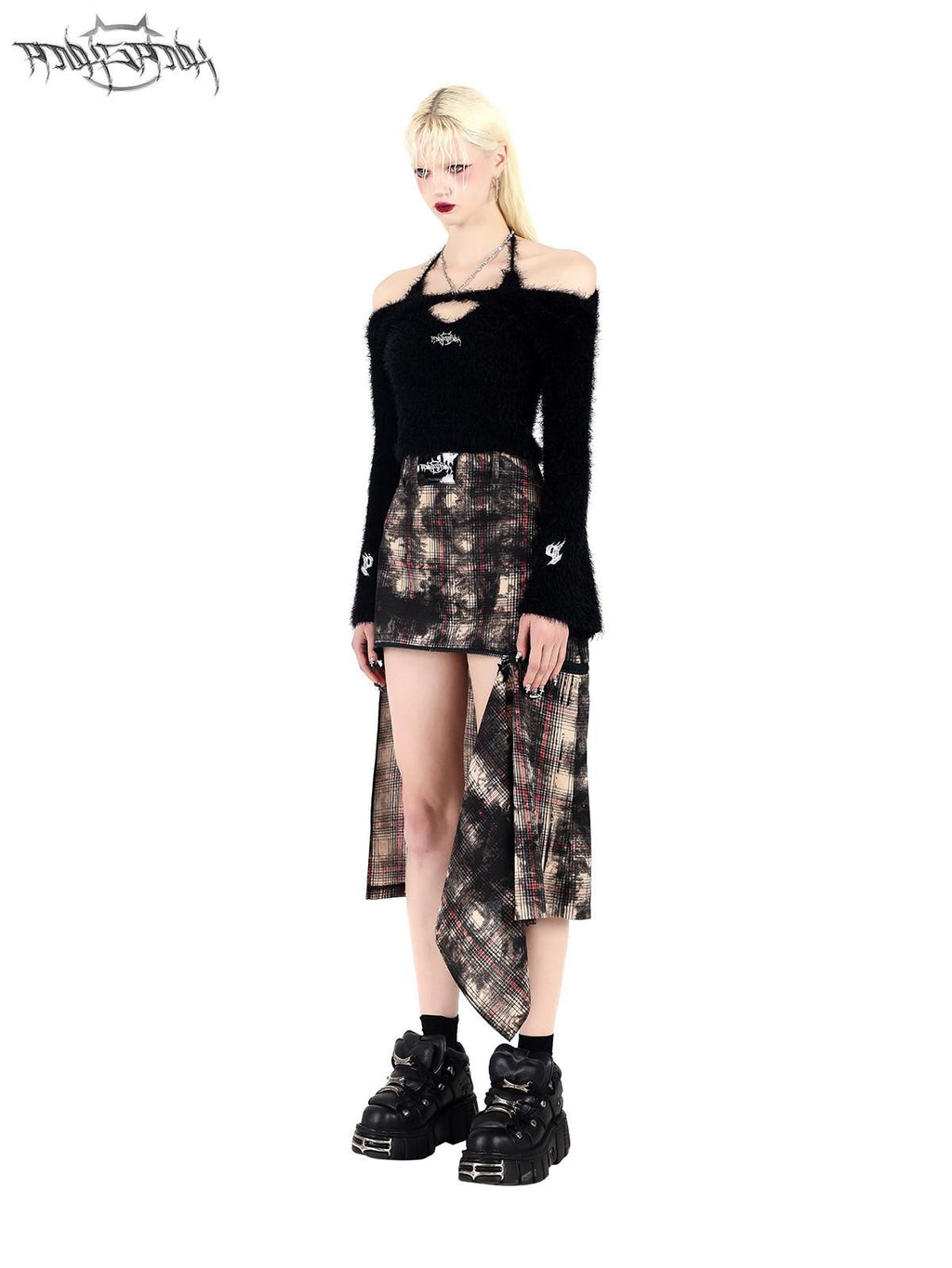 PINKSPINK Cropped Slim Chain Tie Bell Sleeve Two Piece Women's Knit Off-shoulder Sweaters
