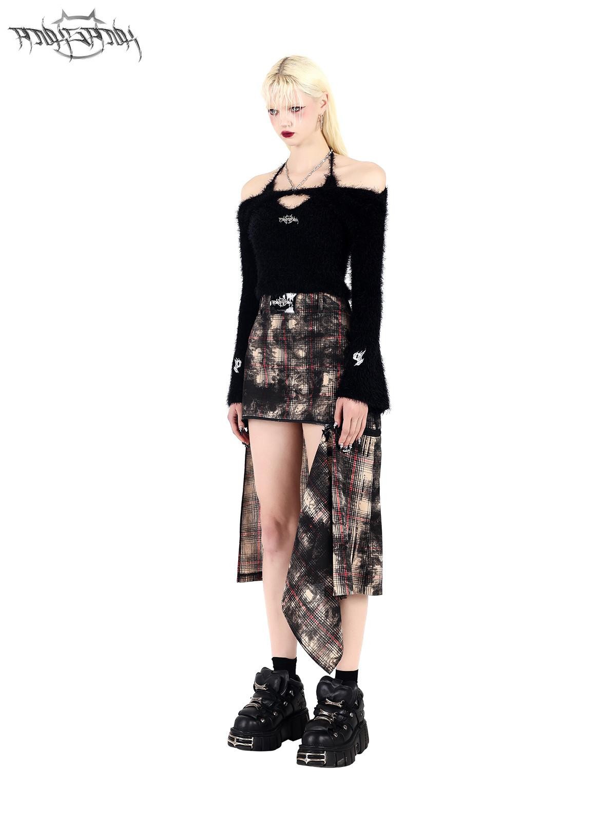 PINKSPINK Cropped Slim Chain Tie Bell Sleeve Two Piece Women's Knit Off-shoulder Sweaters