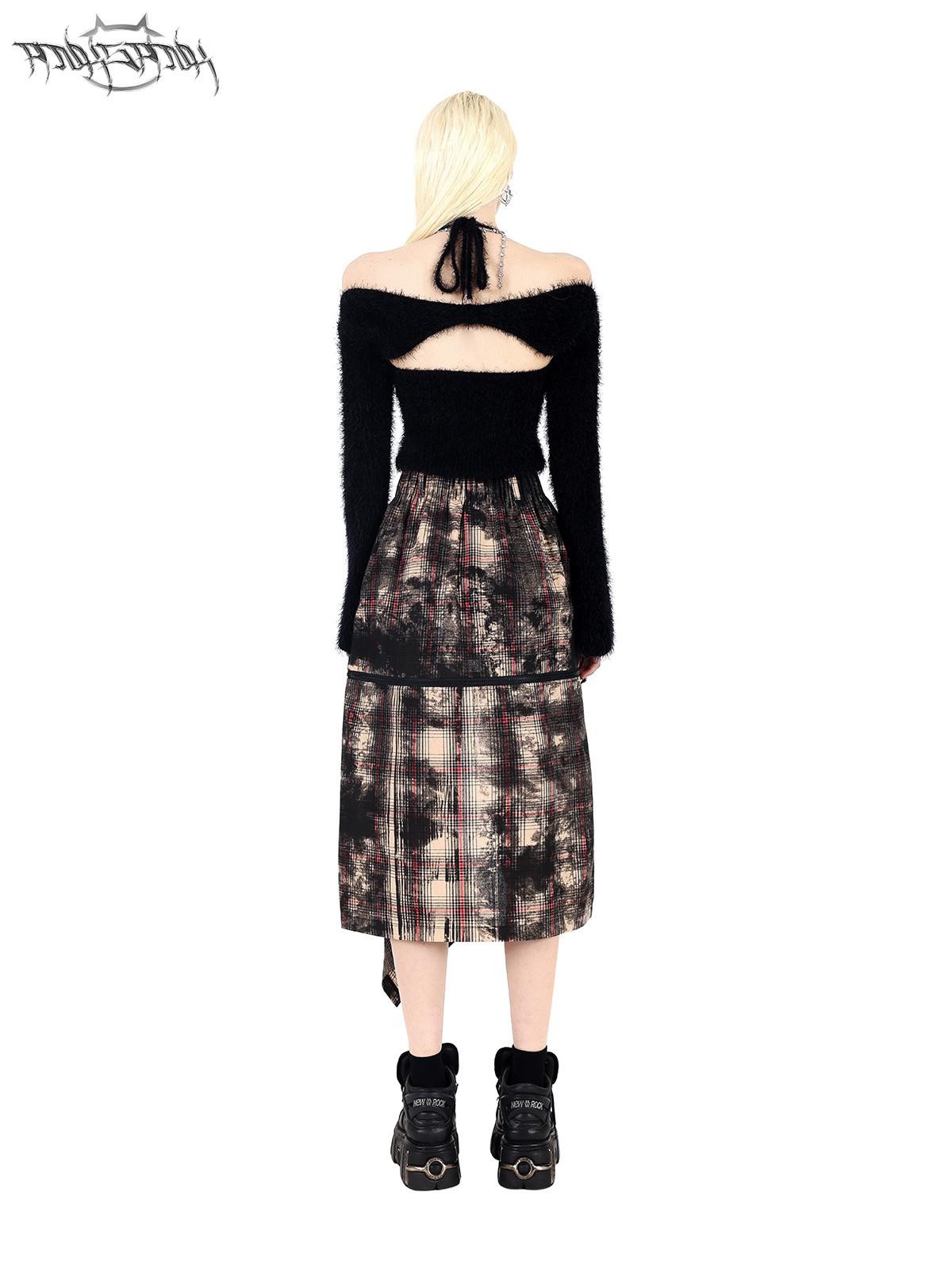 PINKSPINK Cropped Slim Chain Tie Bell Sleeve Two Piece Women's Knit Off-shoulder Sweaters