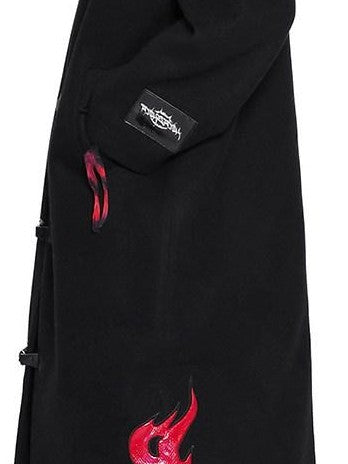 PINKSPINK Dark Flame Snake Embroidered Oversized Padded Women's Wool Long Coats