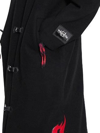 PINKSPINK Dark Flame Snake Embroidered Oversized Padded Women's Wool Long Coats