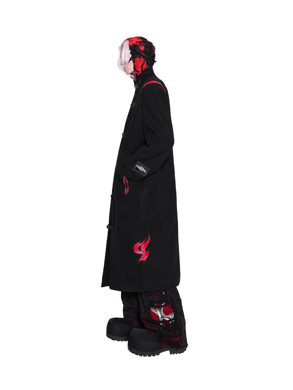 PINKSPINK Dark Flame Snake Embroidery Stand Collar Women's Padded Long Coats