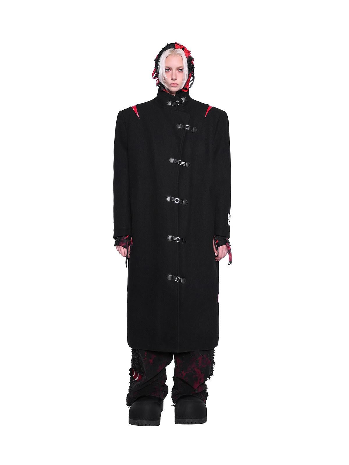 PINKSPINK Dark Flame Snake Embroidery Stand Collar Women's Padded Long Coats
