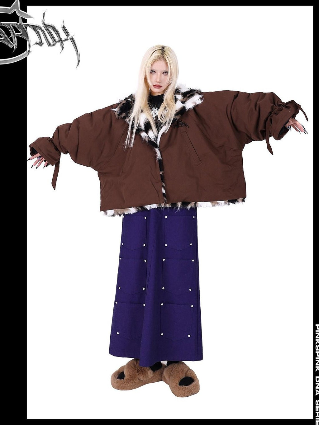PINKSPINK Dark Purple Embroidered Multi Pocket Patchwork Women's Denim Maxi Skirts