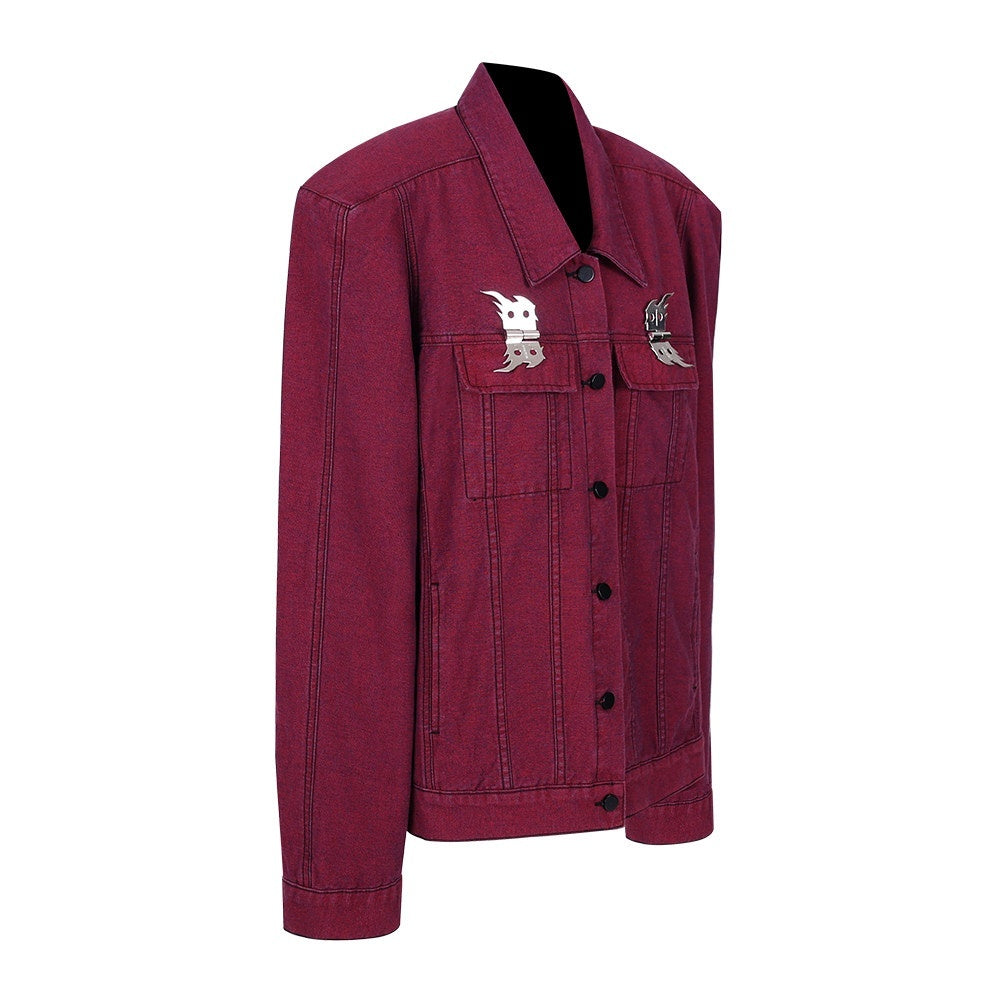 PINKSPINK_Dark_Red_Flame_Buckle_Washed_Padded_Shoulder_Rivets_3d_Women's_Denim_Jackets_685001480355_MISSTT
