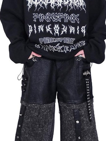 PINKSPINK Deconstructed Mask Letter Print Hooded Oversized Women's Sweatshirts
