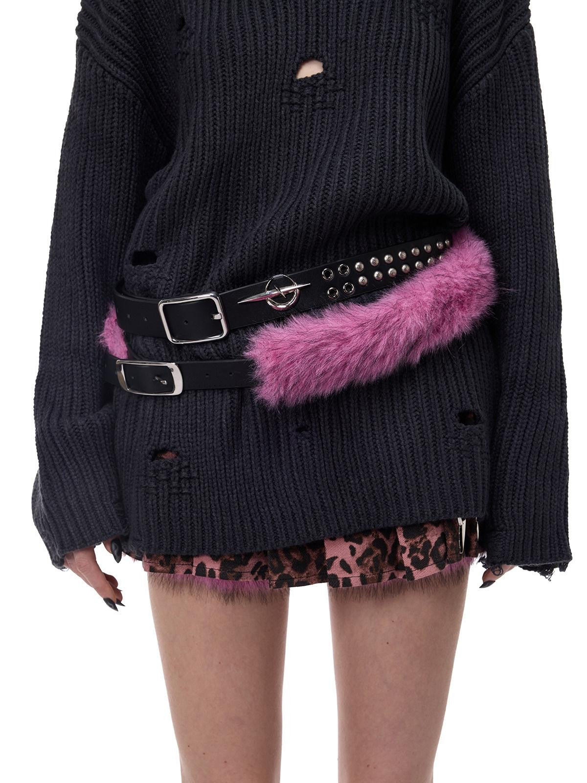PINKSPINK Deep Purple Distressed Loose Knit Women's Acrylic Blend Turtleneck Sweaters
