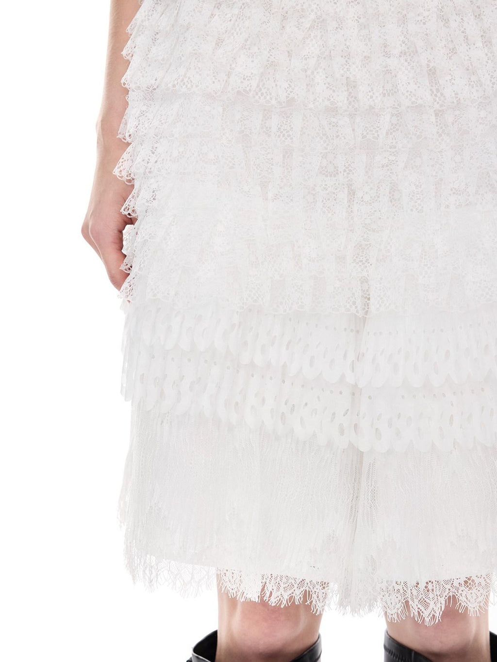 PINKSPINK Detachable Lace Layered Patchwork Pocket Wide Leg Women's Polyester Skorts