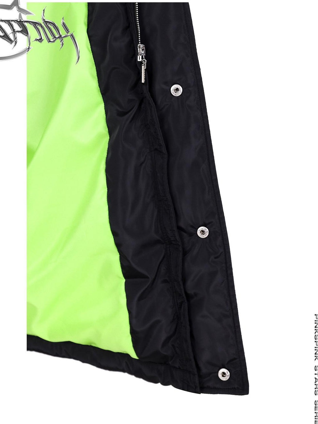 PINKSPINK Devil Cat Ear Hooded Letter Print Long Zip Women's Cotton Filled Puffer Jackets