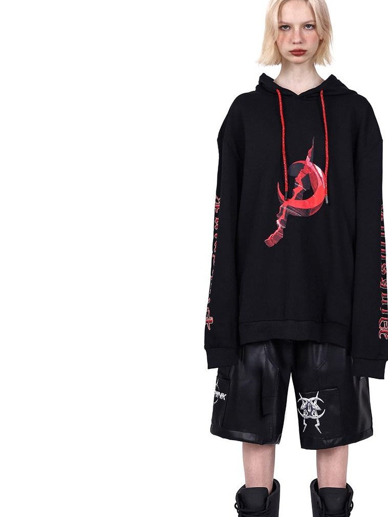 PINKSPINK Diamond Drawstring Hooded Letter Print Oversized Women's Sweatshirts