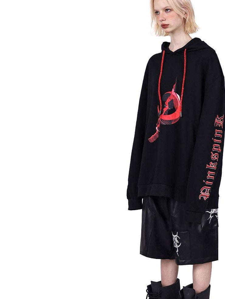 PINKSPINK Diamond Drawstring Hooded Letter Print Oversized Women's Sweatshirts
