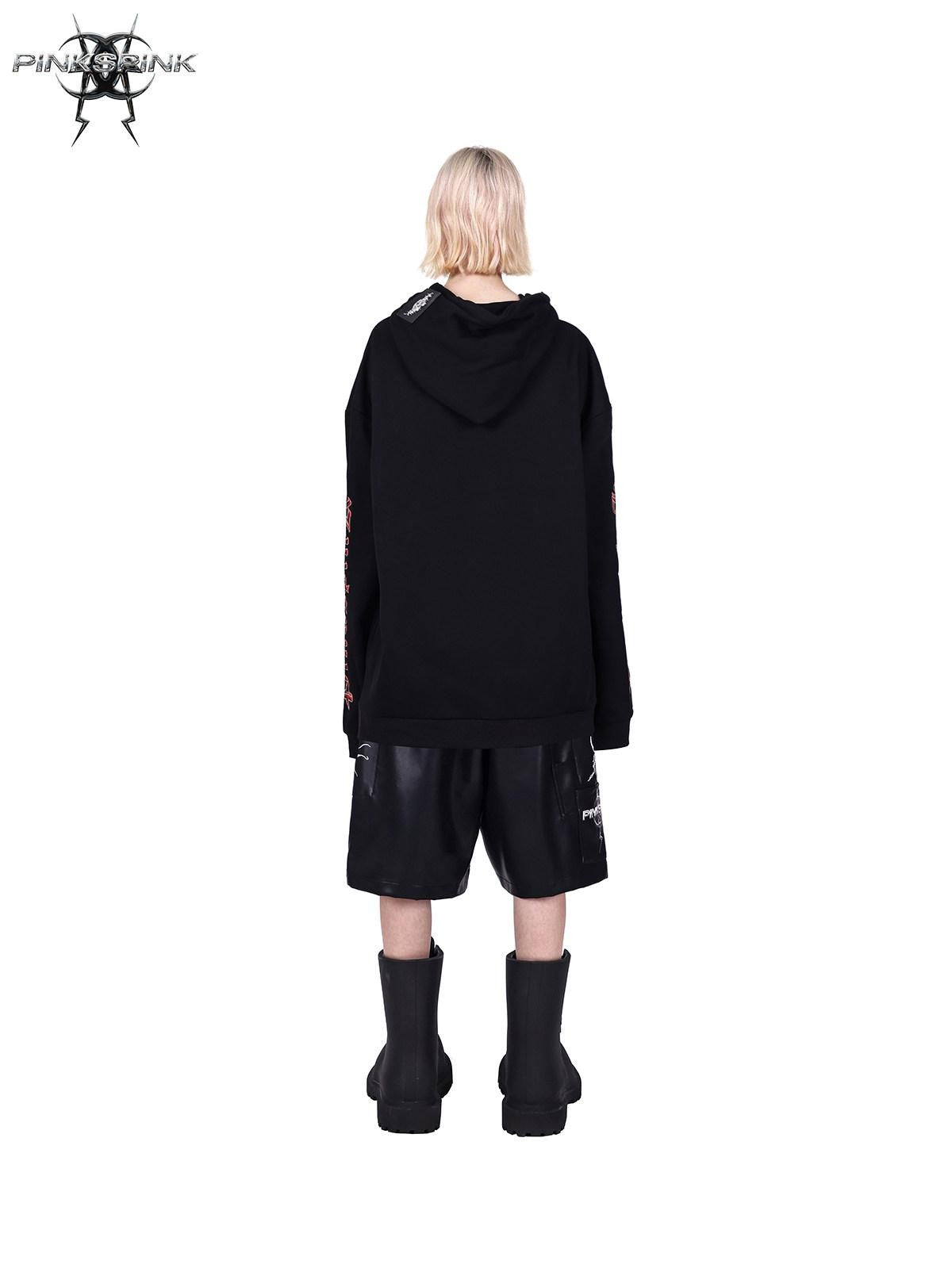 PINKSPINK Diamond Drawstring Letter Print Hooded Oversized Street Women's Sweatshirts