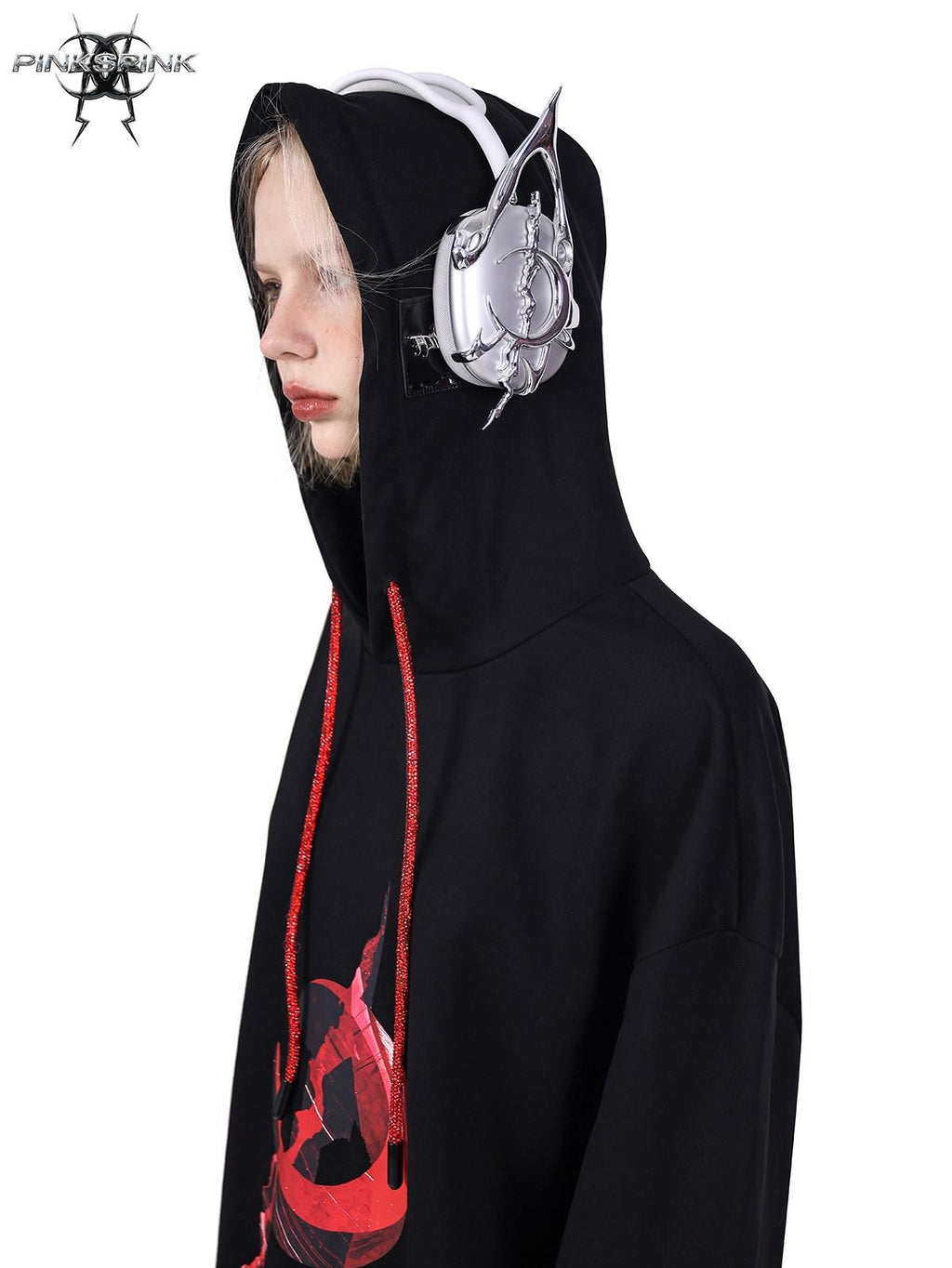 PINKSPINK Diamond Drawstring Letter Print Hooded Oversized Street Women's Sweatshirts