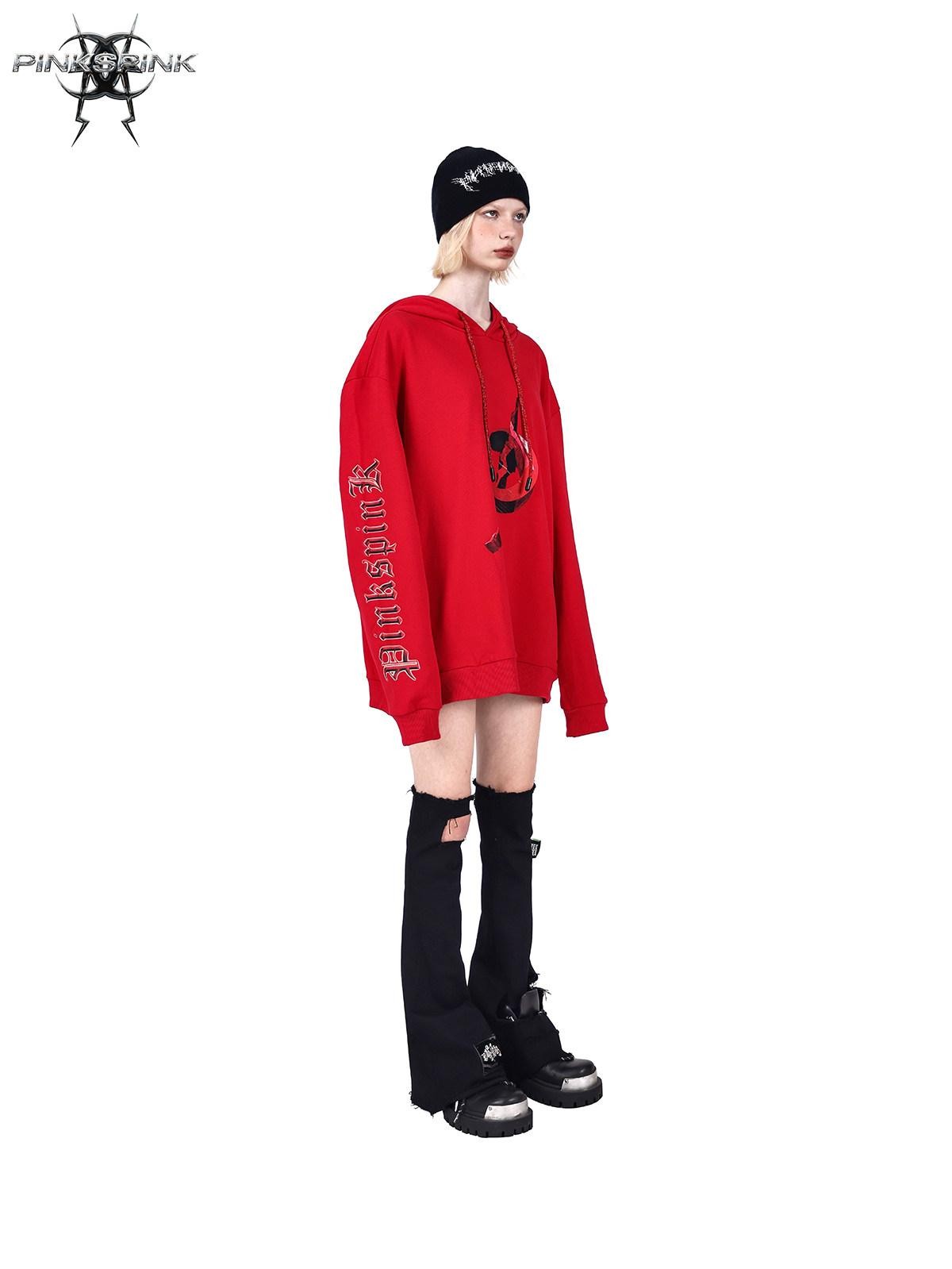 PINKSPINK Diamond Drawstring Letter Print Hooded Oversized Street Women's Sweatshirts