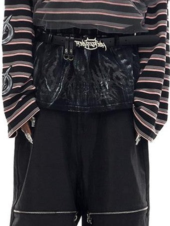 PINKSPINK Distressed Patch Embroidered Striped Women's Cotton Long Sleeve T-shirts