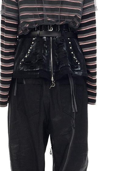 PINKSPINK Distressed Patch Embroidered Striped Women's Cotton Long Sleeve T-shirts