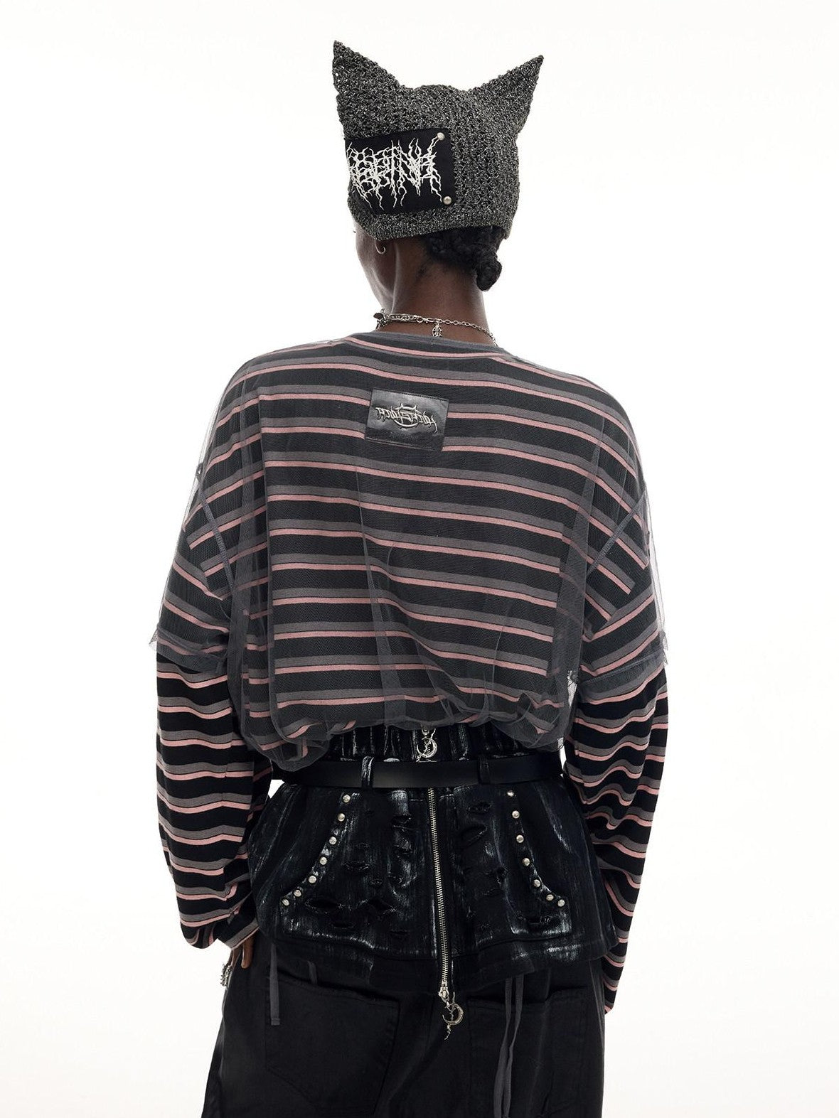 PINKSPINK Distressed Patch Embroidered Striped Women's Cotton Long Sleeve T-shirts