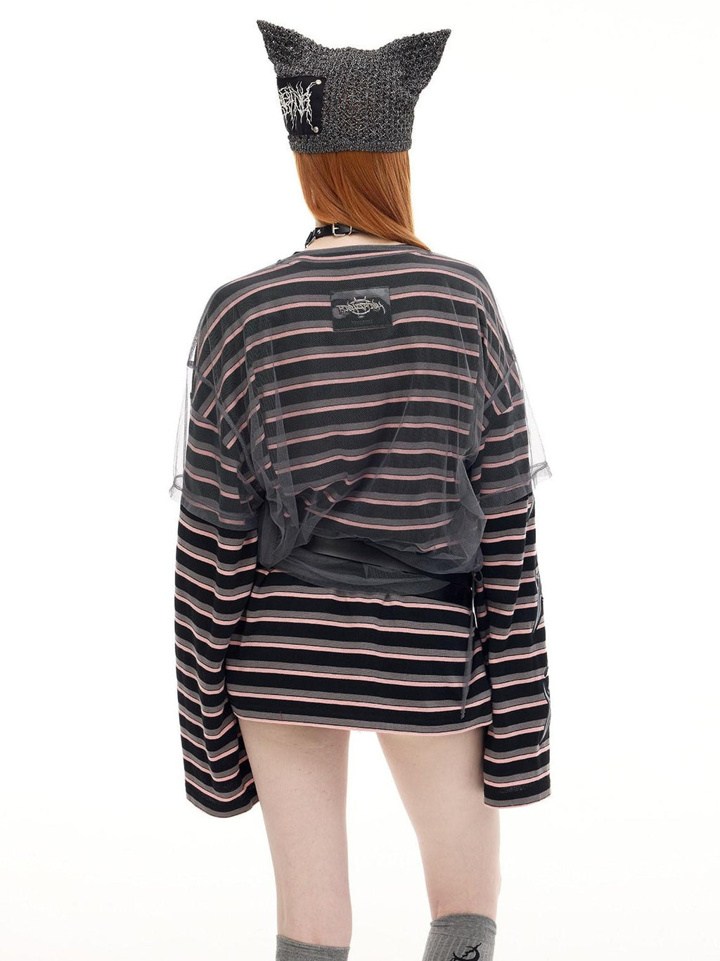 PINKSPINK Distressed Patch Embroidered Striped Women's Cotton Long Sleeve T-shirts