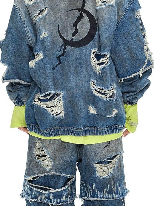 PINKSPINK Distressed Punk Stacked Low Rise Cotton Women's Baggy Jeans