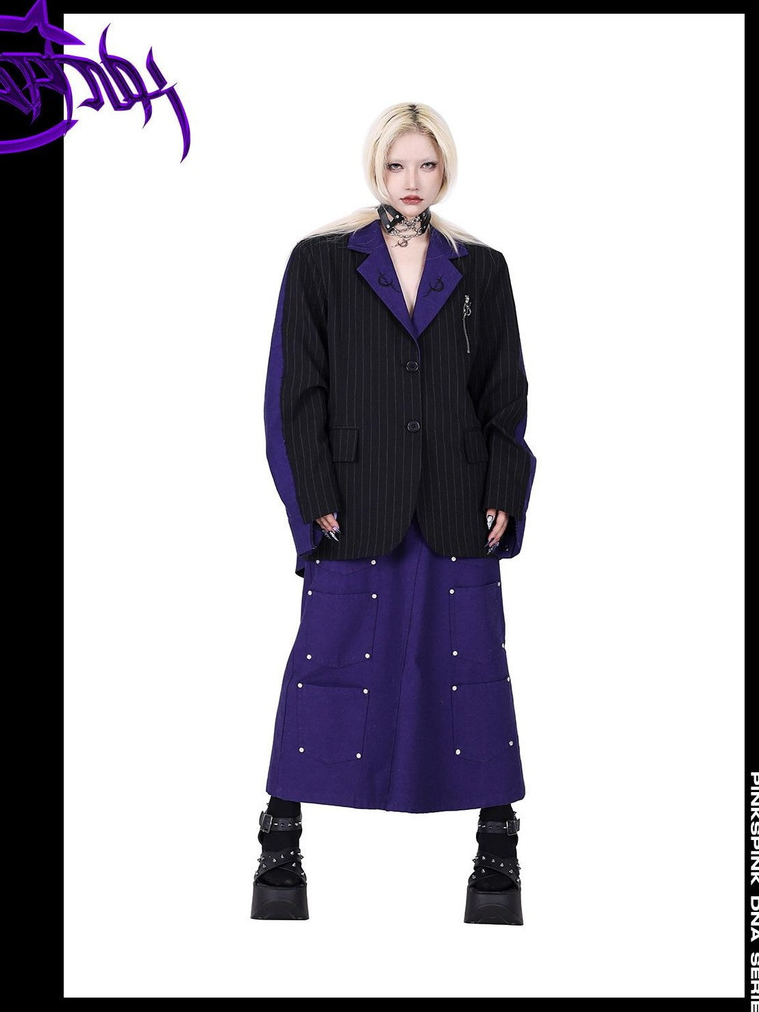 PINKSPINK Dreamy Purple Patchwork Embroidered Sculpted Women's Polyester Blazers
