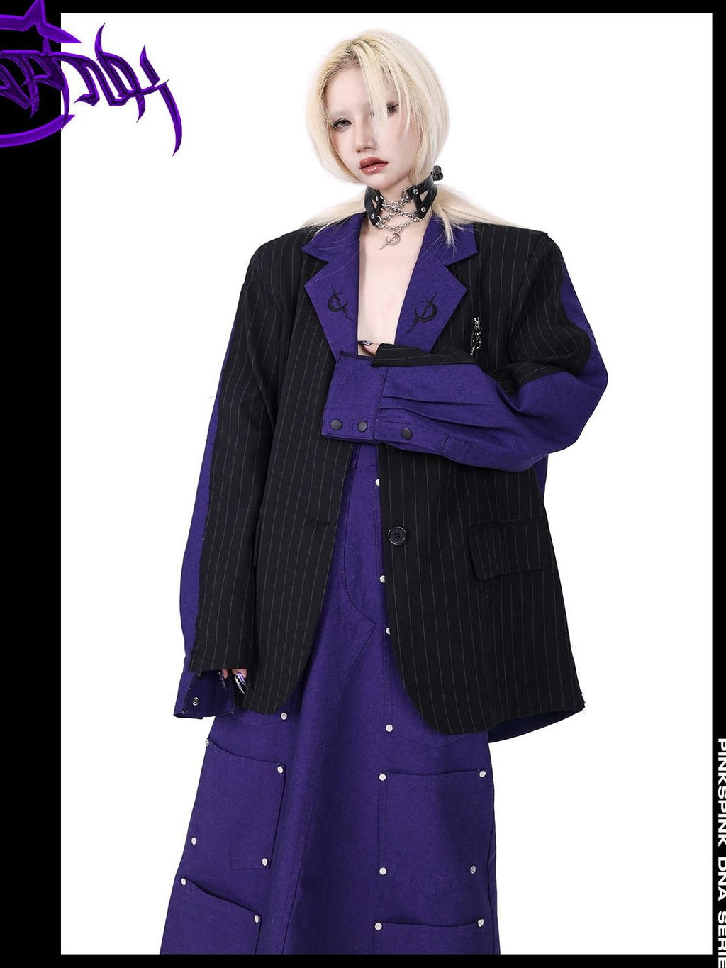 PINKSPINK Dreamy Purple Patchwork Embroidered Sculpted Women's Polyester Blazers