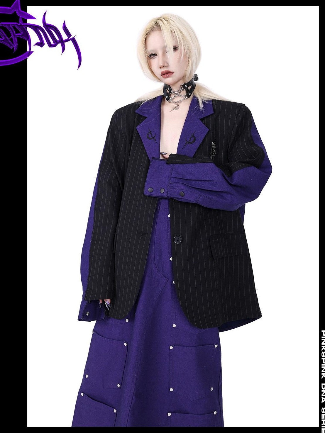 PINKSPINK Dreamy Purple Patchwork Embroidered Sculpted Women's Polyester Blazers