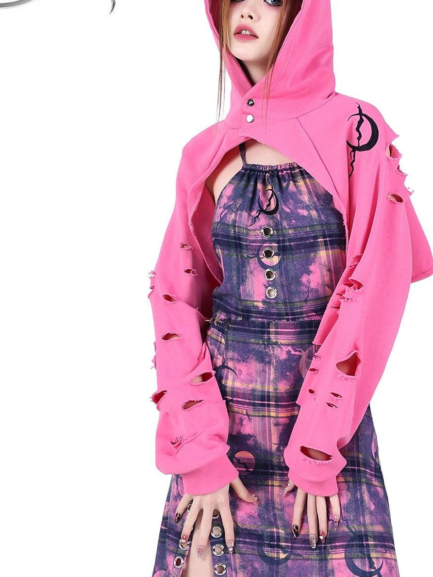 PINKSPINK Dusty Pink Checkered Metal Structure Slit Lace Up Women's Halter Maxi Dresses