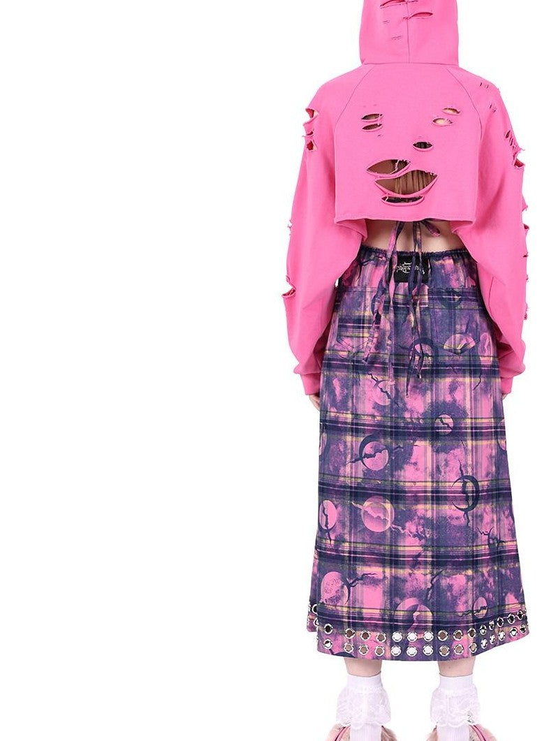 PINKSPINK Dusty Pink Checkered Metal Structure Slit Lace Up Women's Halter Maxi Dresses