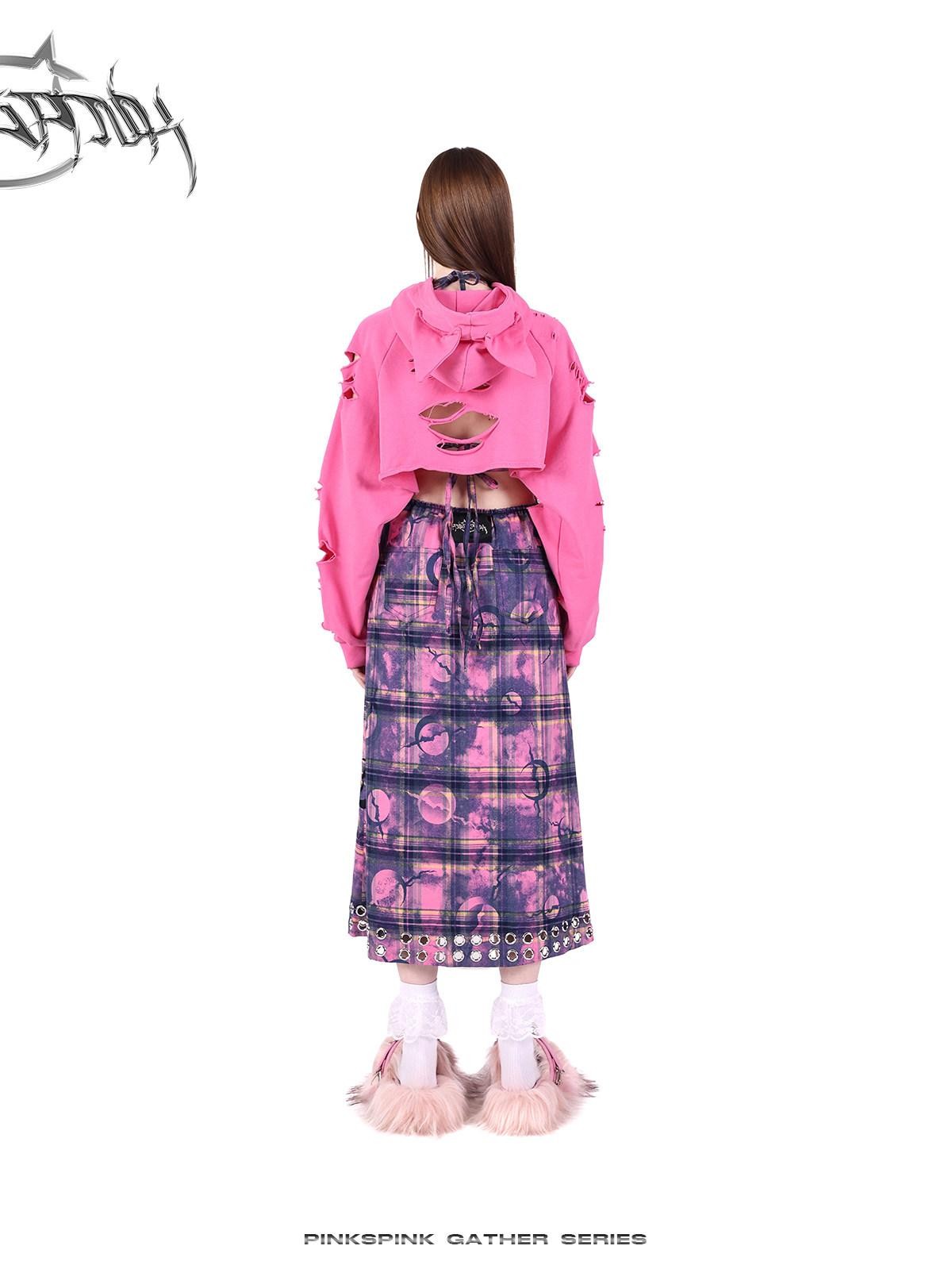 PINKSPINK Dusty Pink Cutout Metal Check Tie Women's Cotton Halter Maxi Dresses