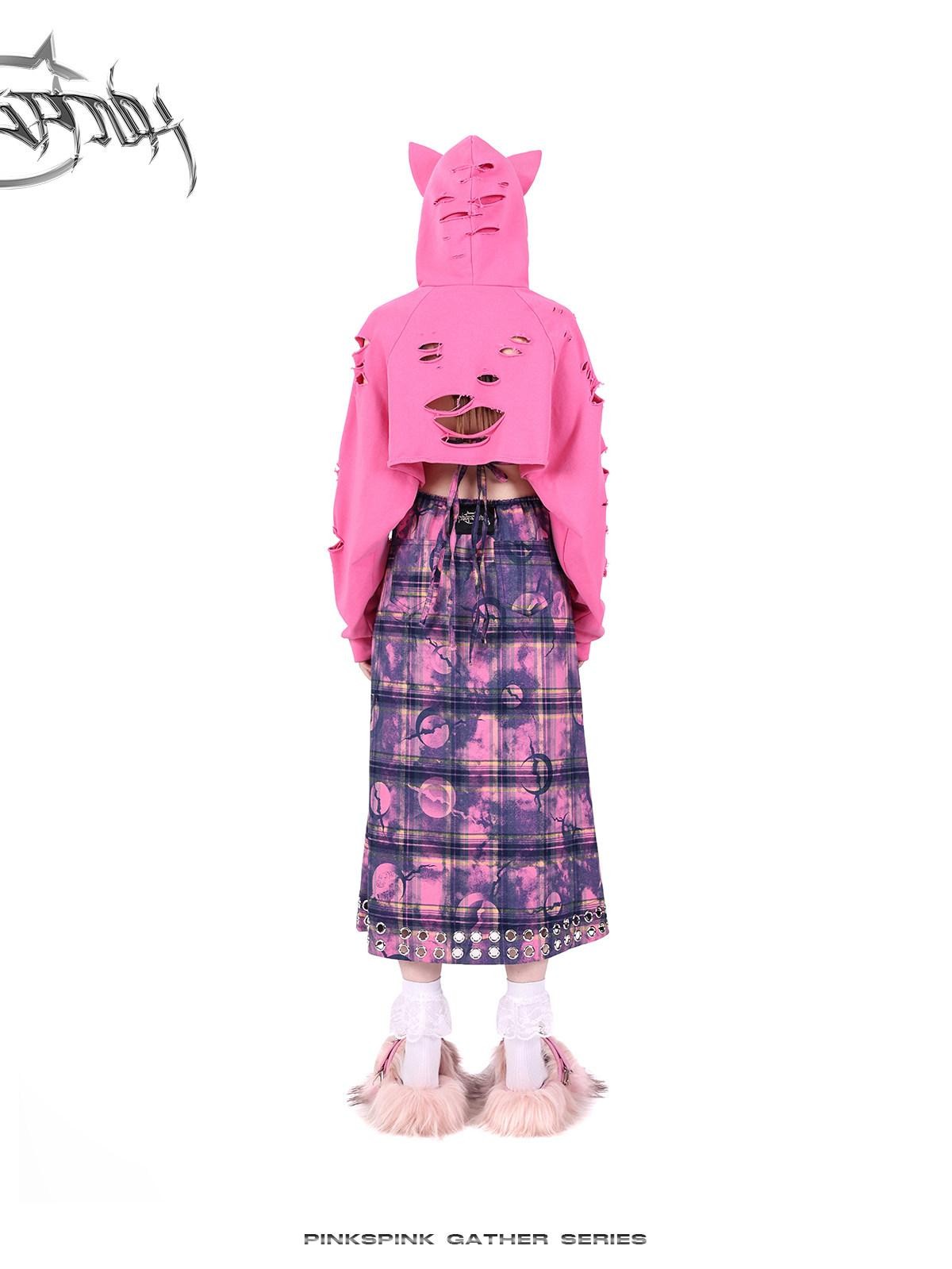 PINKSPINK Dusty Pink Cutout Metal Check Tie Women's Cotton Halter Maxi Dresses