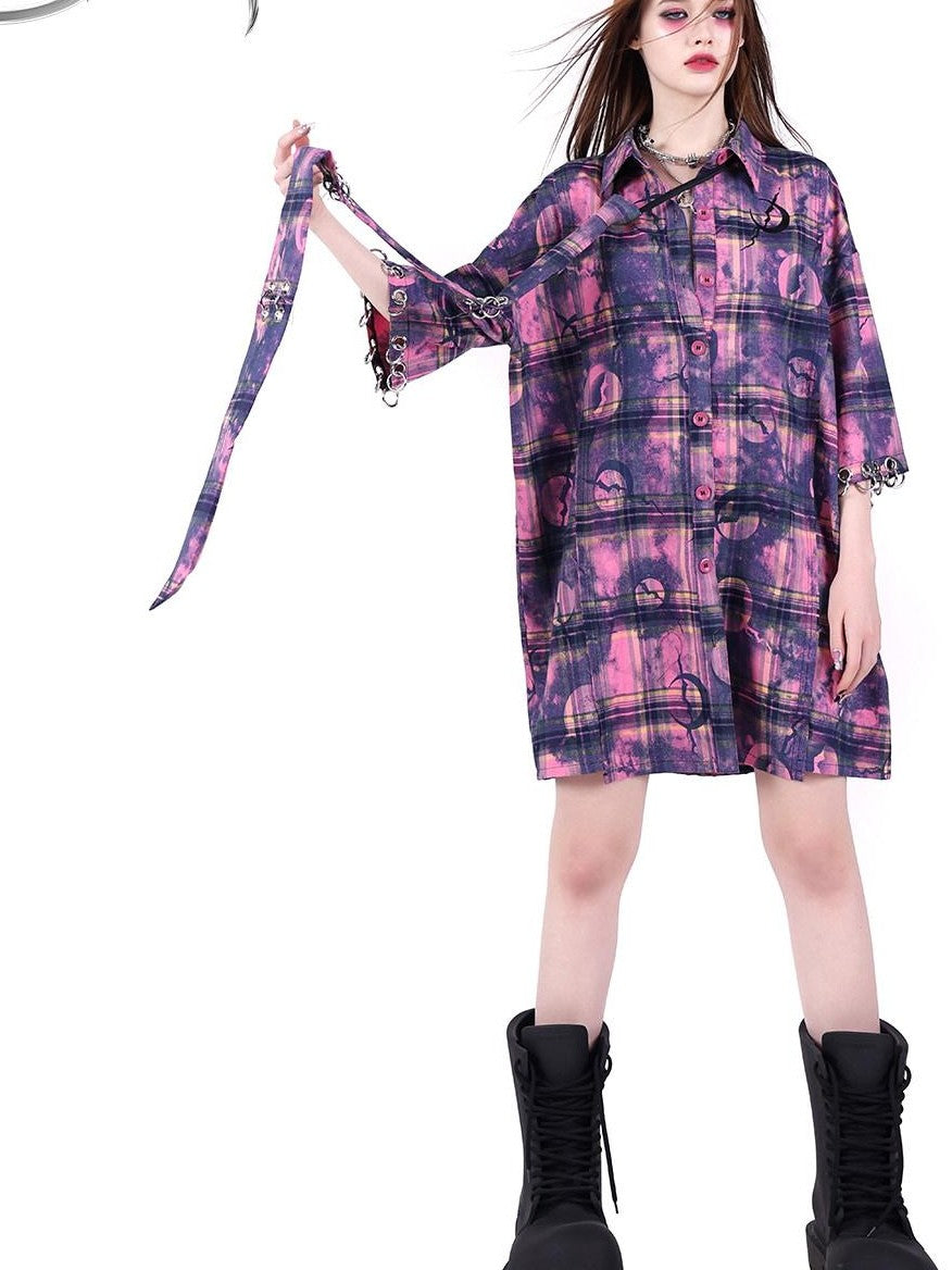 PINKSPINK Dusty Pink Structural Connected Arrow Plaid Women's Extra Long Neckties