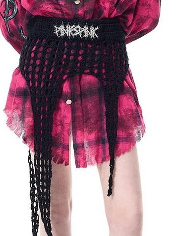 PINKSPINK Dusty Pink Studded Distressed Punk Plaid Women's Cotton Blend Overshirts
