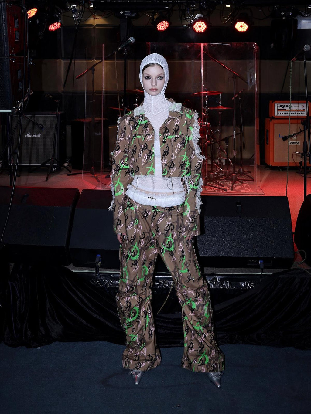 PINKSPINK Electric Moon Camo 3d Sculpted Pocket Baggy Zip Fly Women's Cotton Flare Pants