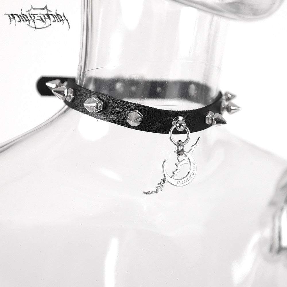 PINKSPINK_Electric_Moon_Pendant_Punk_Rivet_Choker_Women's_Leather_Multi_Layer_Necklaces_669878507033_MISSTT