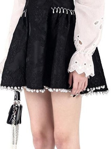 PINKSPINK Embroidered Chinese Strapless Pearl Puff Women's Tube Mini Dresses