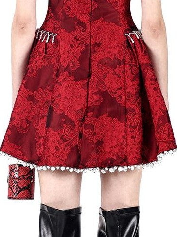 PINKSPINK Embroidered Chinese Strapless Pearl Puff Women's Tube Mini Dresses