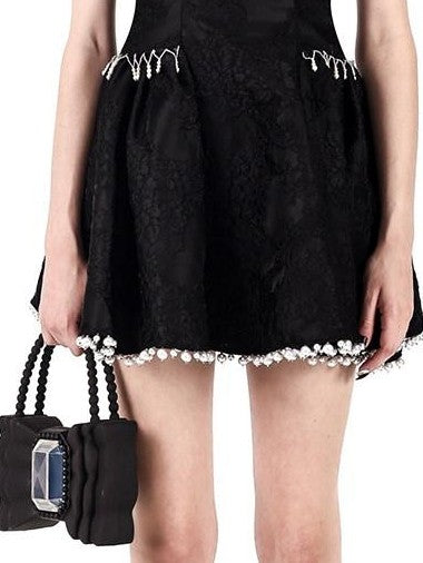 PINKSPINK Embroidered Chinese Strapless Pearl Puff Women's Tube Mini Dresses
