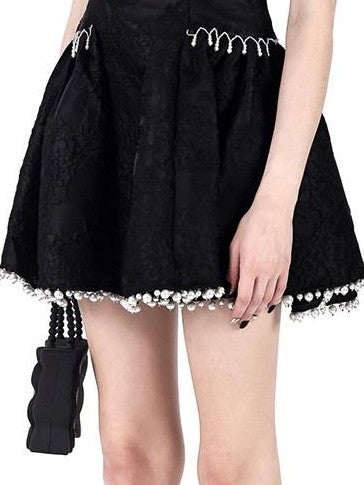 PINKSPINK Embroidered Chinese Strapless Pearl Puff Women's Tube Mini Dresses