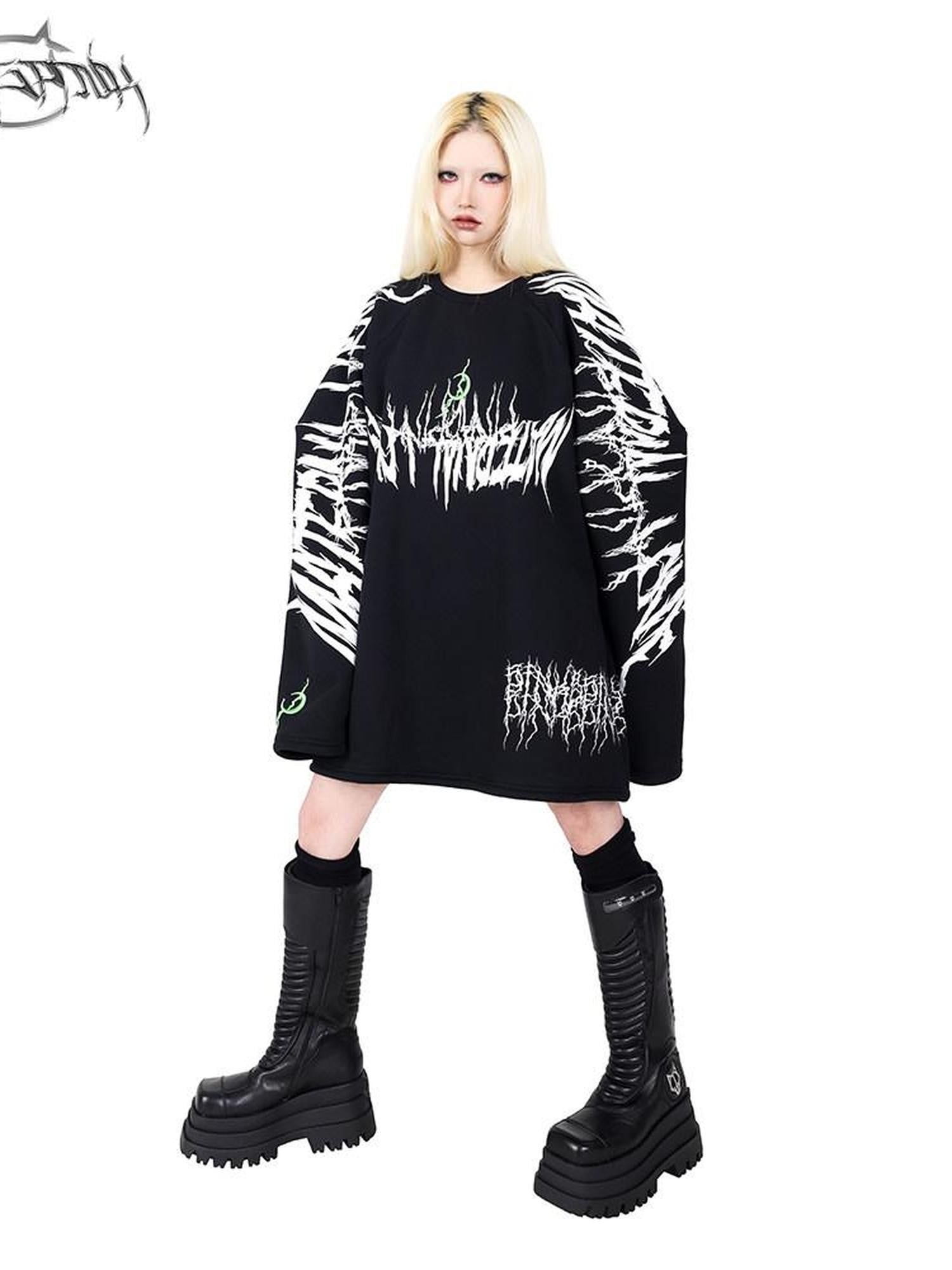PINKSPINK Embroidered Letter Print Boxy Drop Shoulder Women's Fleece Sweatshirts