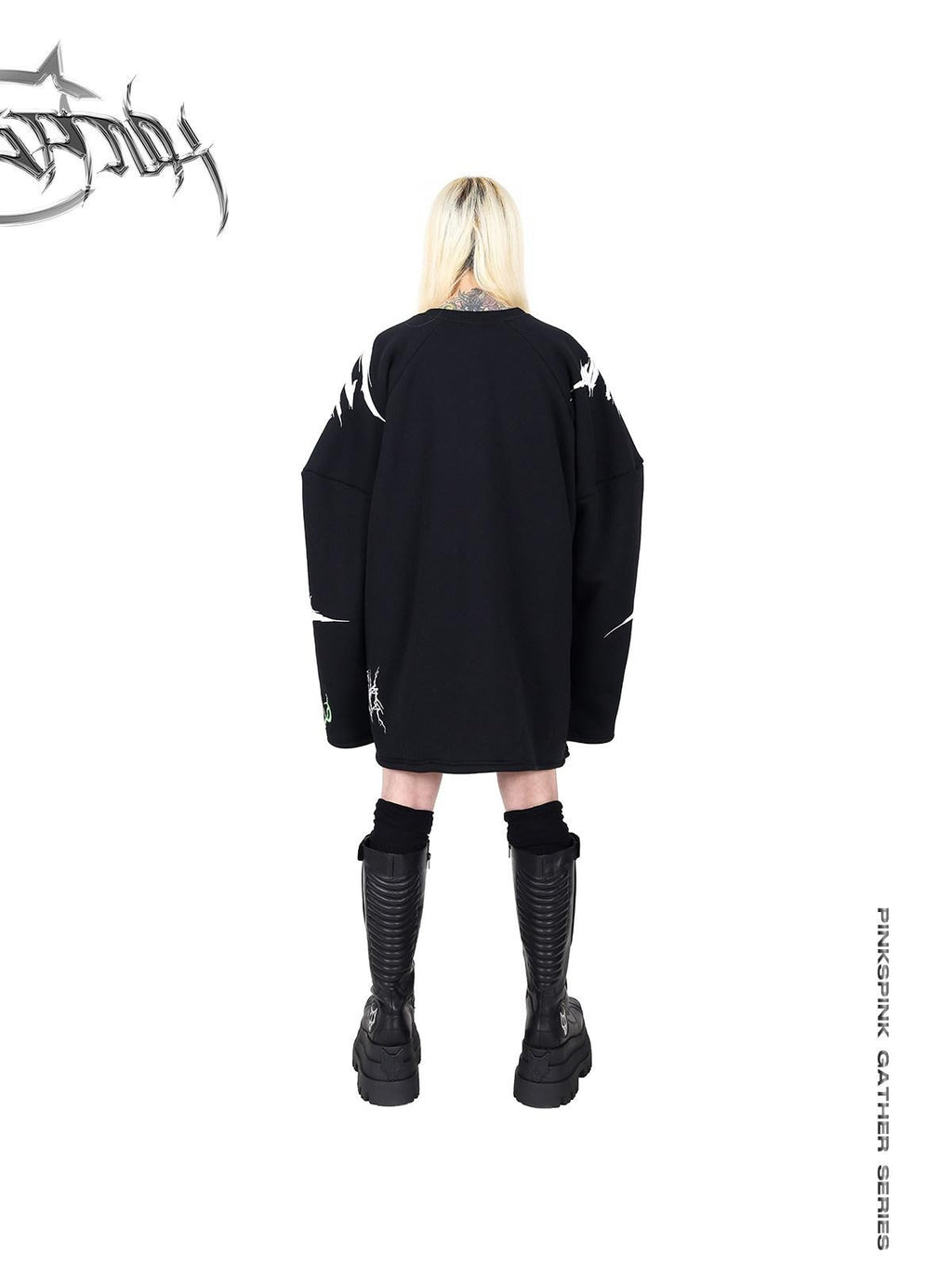 PINKSPINK Embroidered Letter Print Boxy Drop Shoulder Women's Fleece Sweatshirts